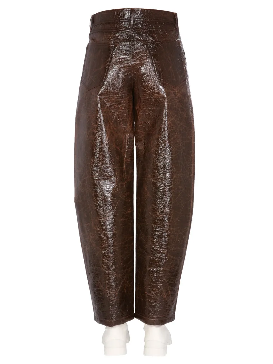 MSGM Faux-Leather Wide Leg Trousers
