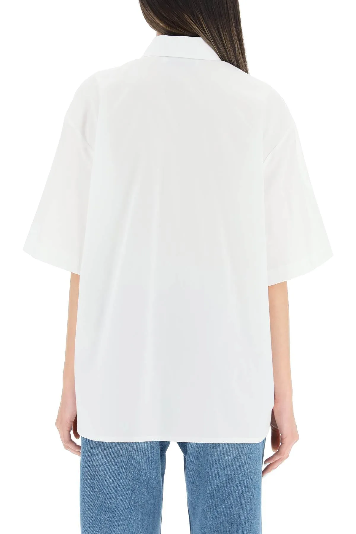 MSGM Floral Beads Embroidered Short-Sleeve Shirt