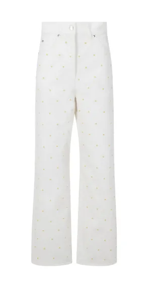 MSGM Floral Embroidered Straight-Leg Jeans