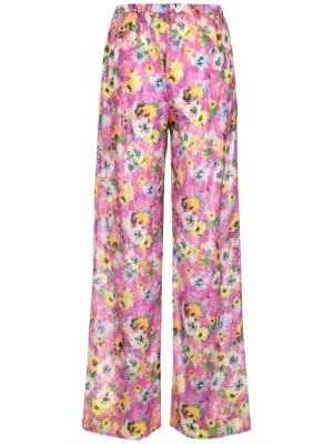 MSGM Floral Print Sequin Embellished Pants