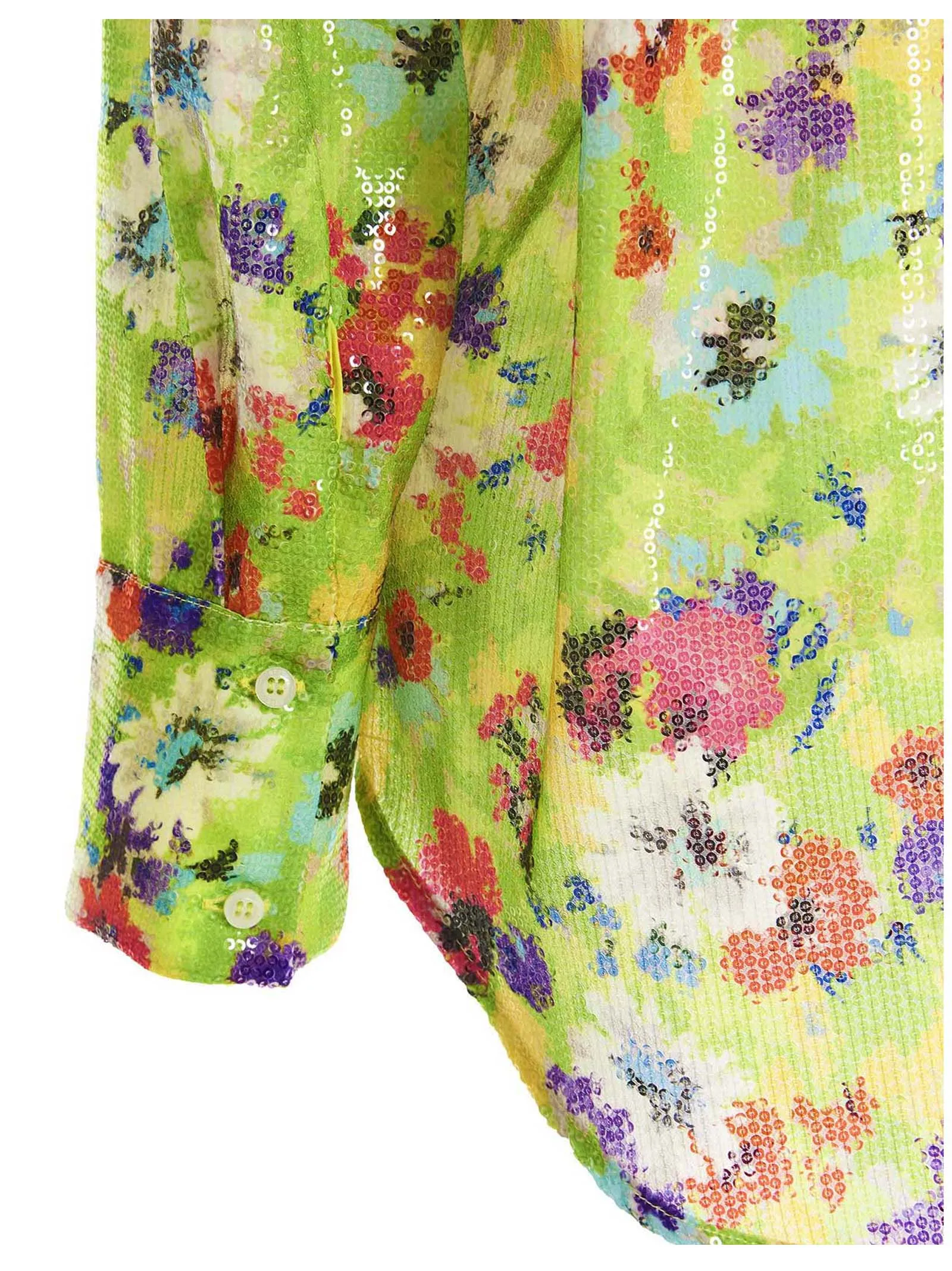 MSGM Floral Print Sequin Embellished Shirt