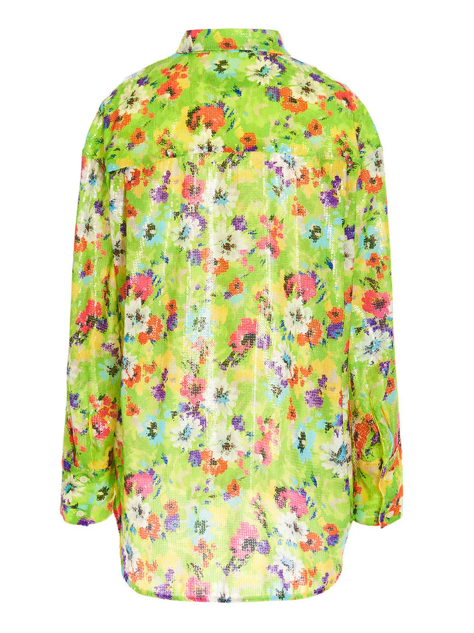 MSGM Floral Print Sequin Embellished Shirt