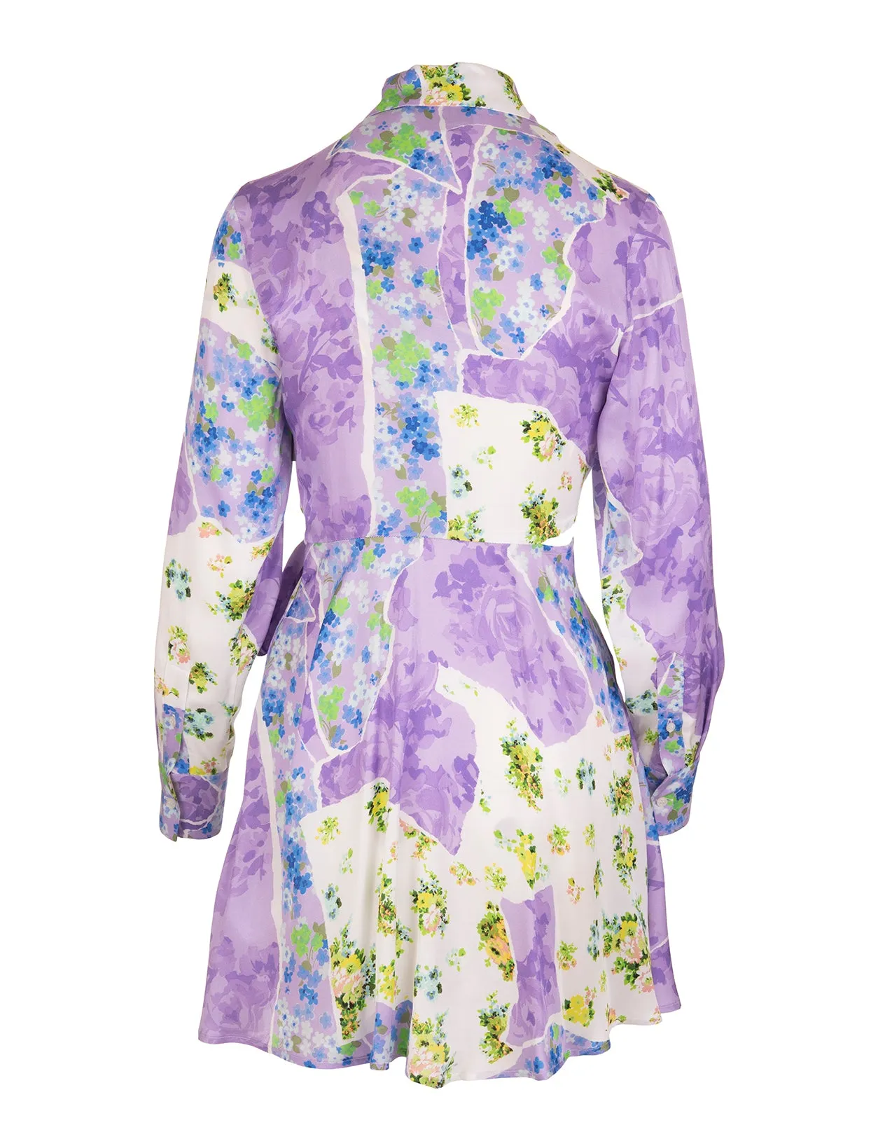 MSGM Floral Printed Long Sleeved Shirt Dress