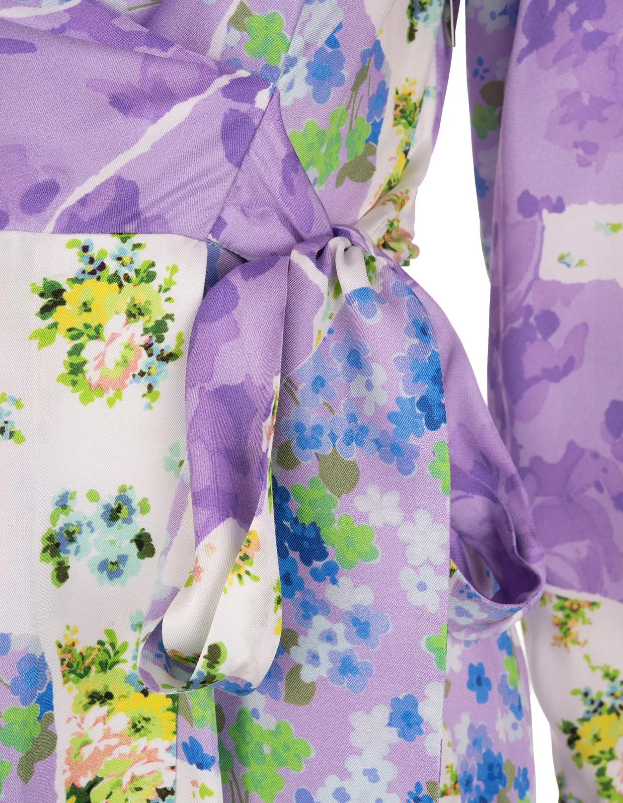 MSGM Floral Printed Long Sleeved Shirt Dress