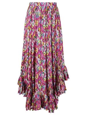 MSGM Floral Printed Ruched Maxi Skirt