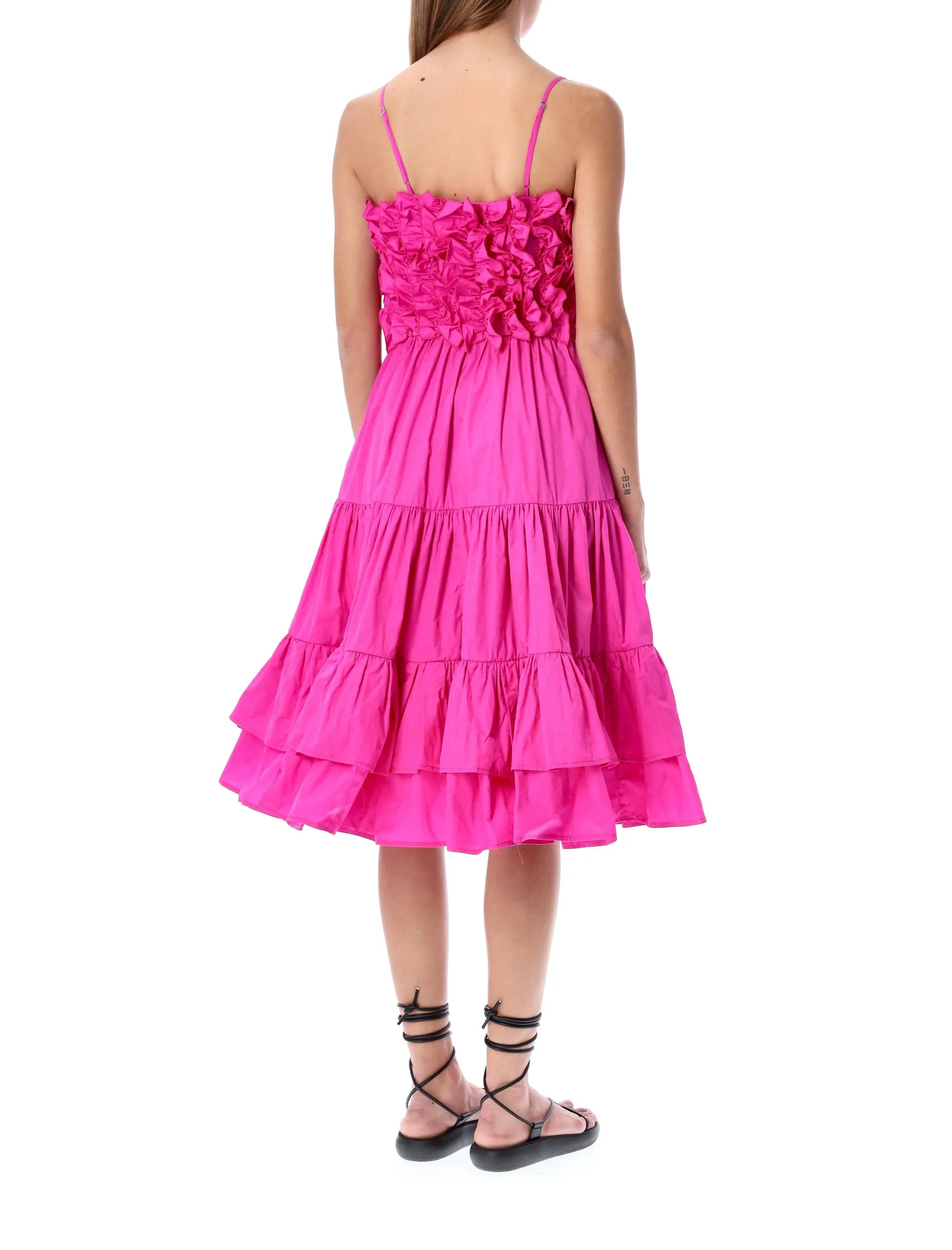 MSGM Flounced Sleeveless Midi Dress