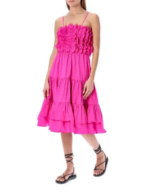 MSGM Flounced Sleeveless Midi Dress