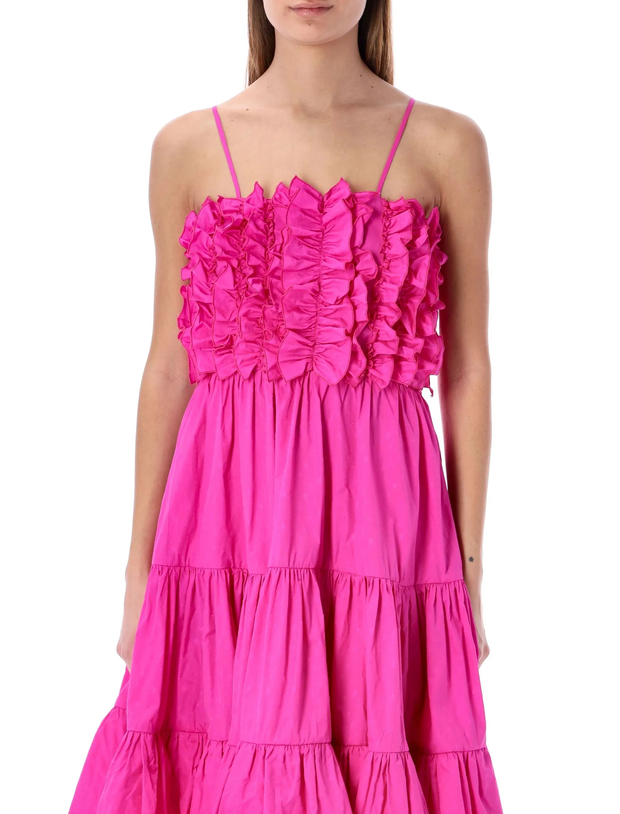 MSGM Flounced Sleeveless Midi Dress