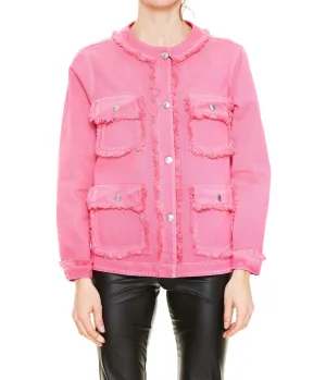 MSGM Fringe Buttoned Denim Jacket