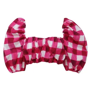 MSGM Gingham Check Puff-Sleeves Cropped Top