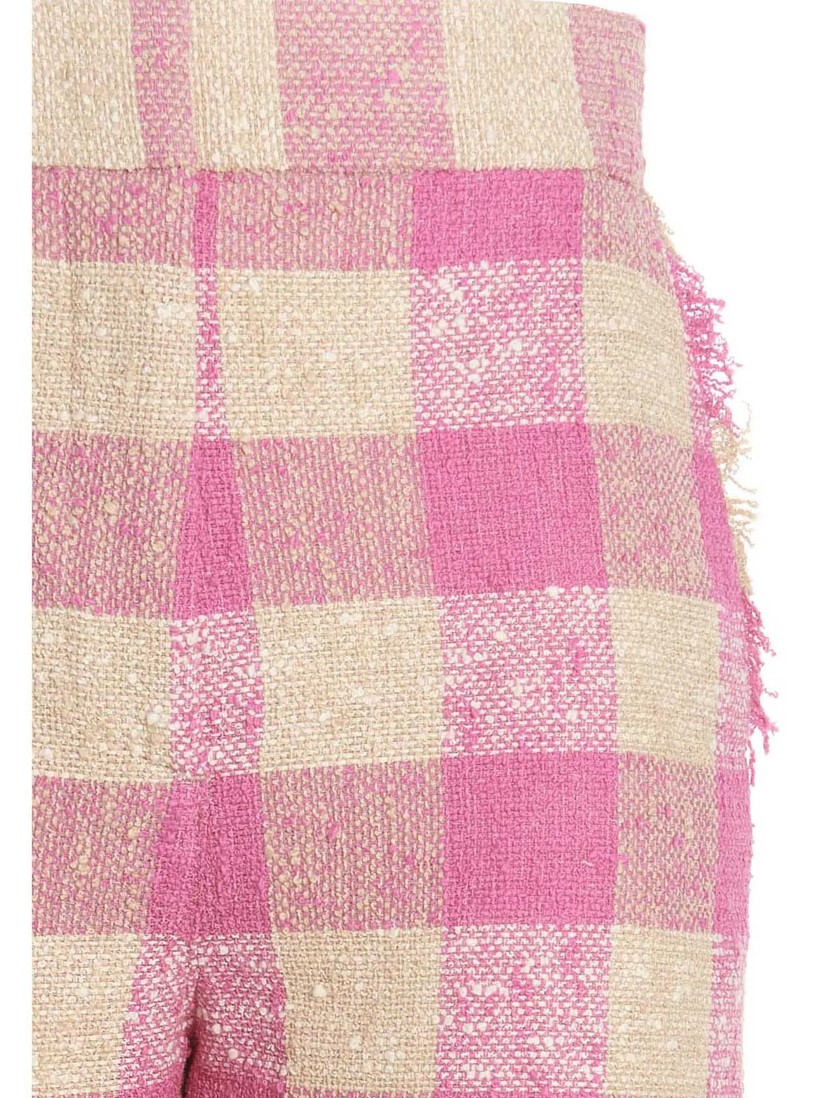 MSGM Gingham Checked Frayed Cropped Pants