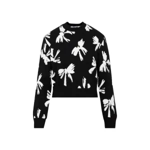 MSGM Graphic Intarsia Long Sleeved Crewneck Sweater