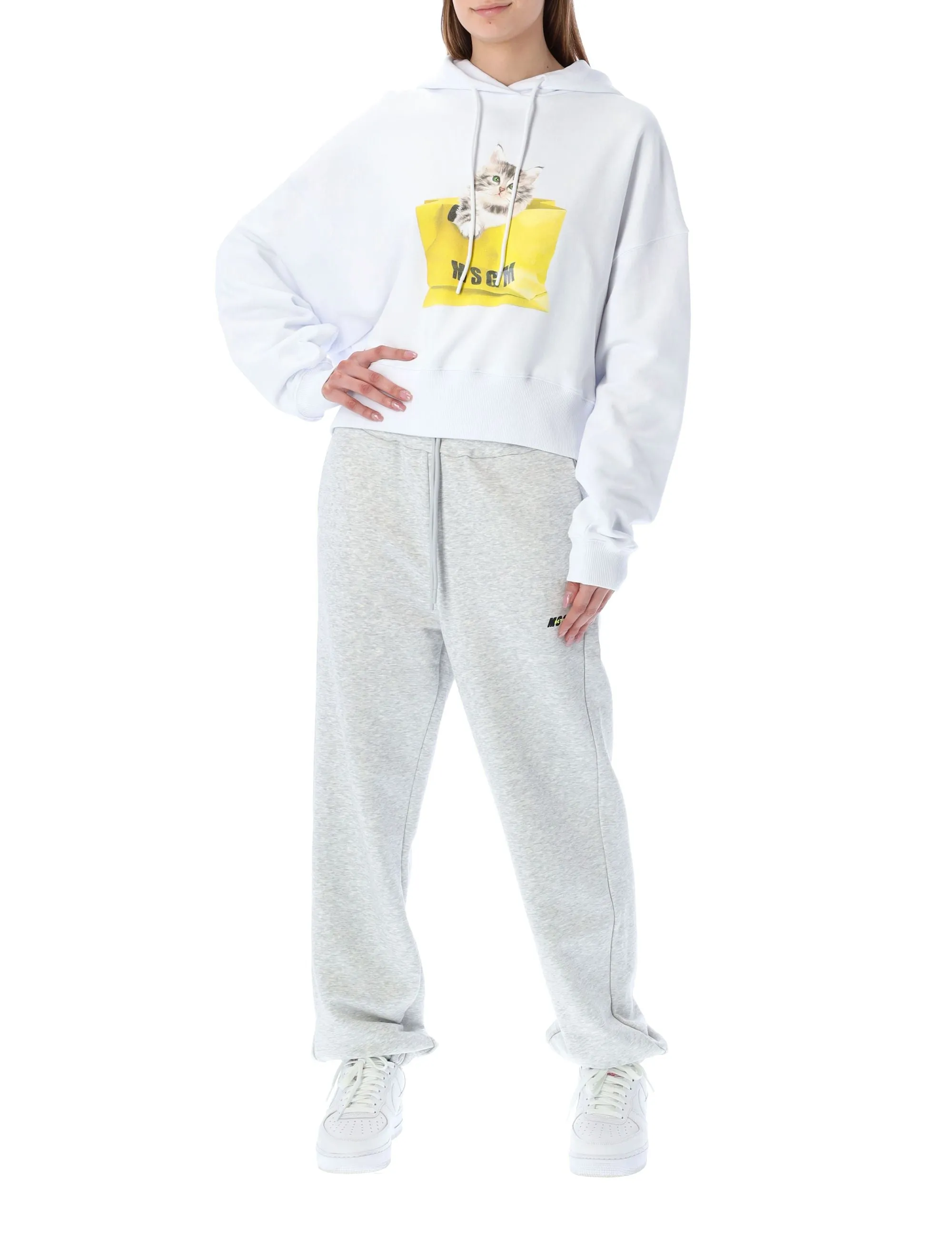 MSGM Graphic Printed Drawstring Hoodie