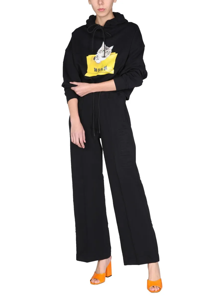 MSGM Graphic Printed Drawstring Hoodie