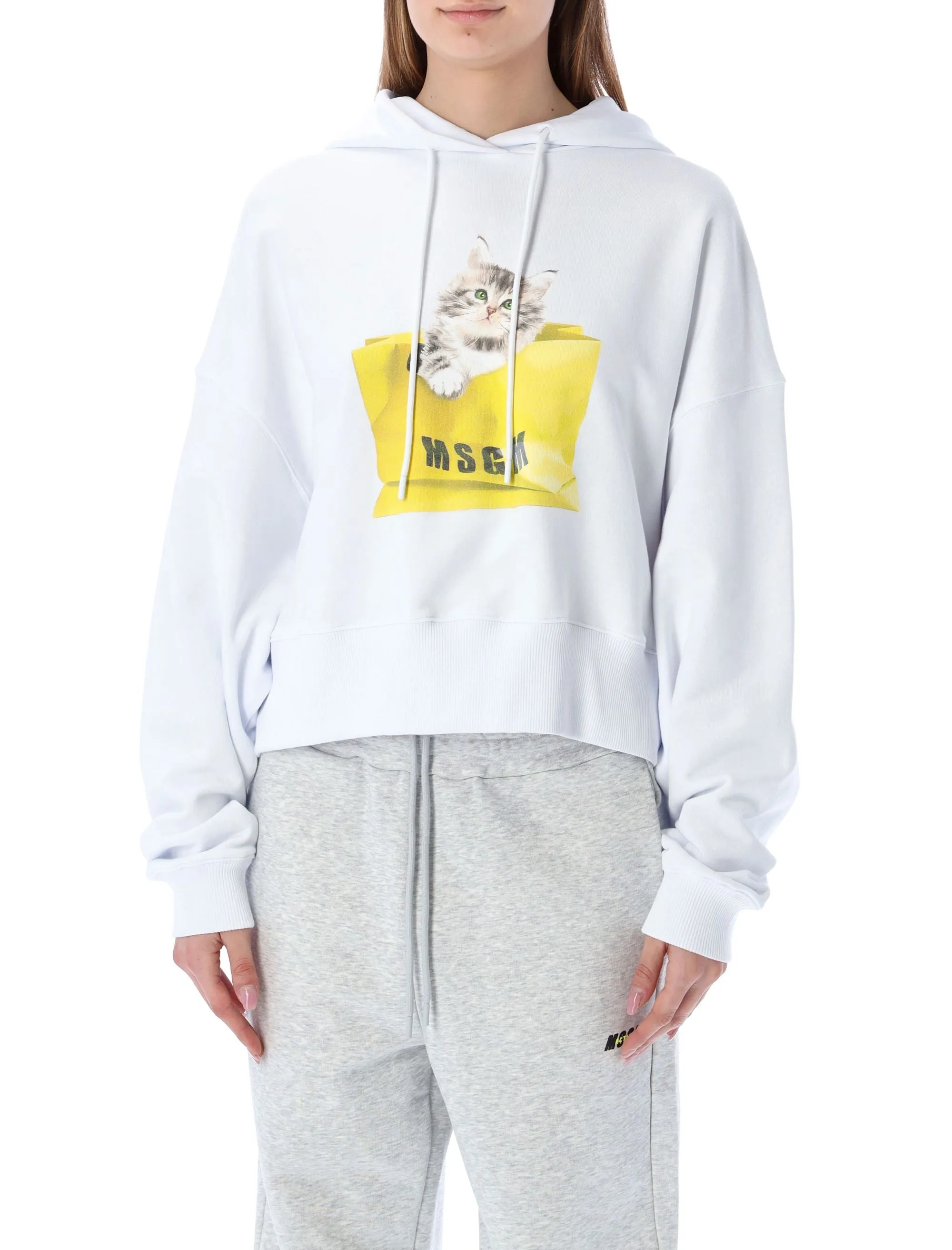 MSGM Graphic Printed Drawstring Hoodie