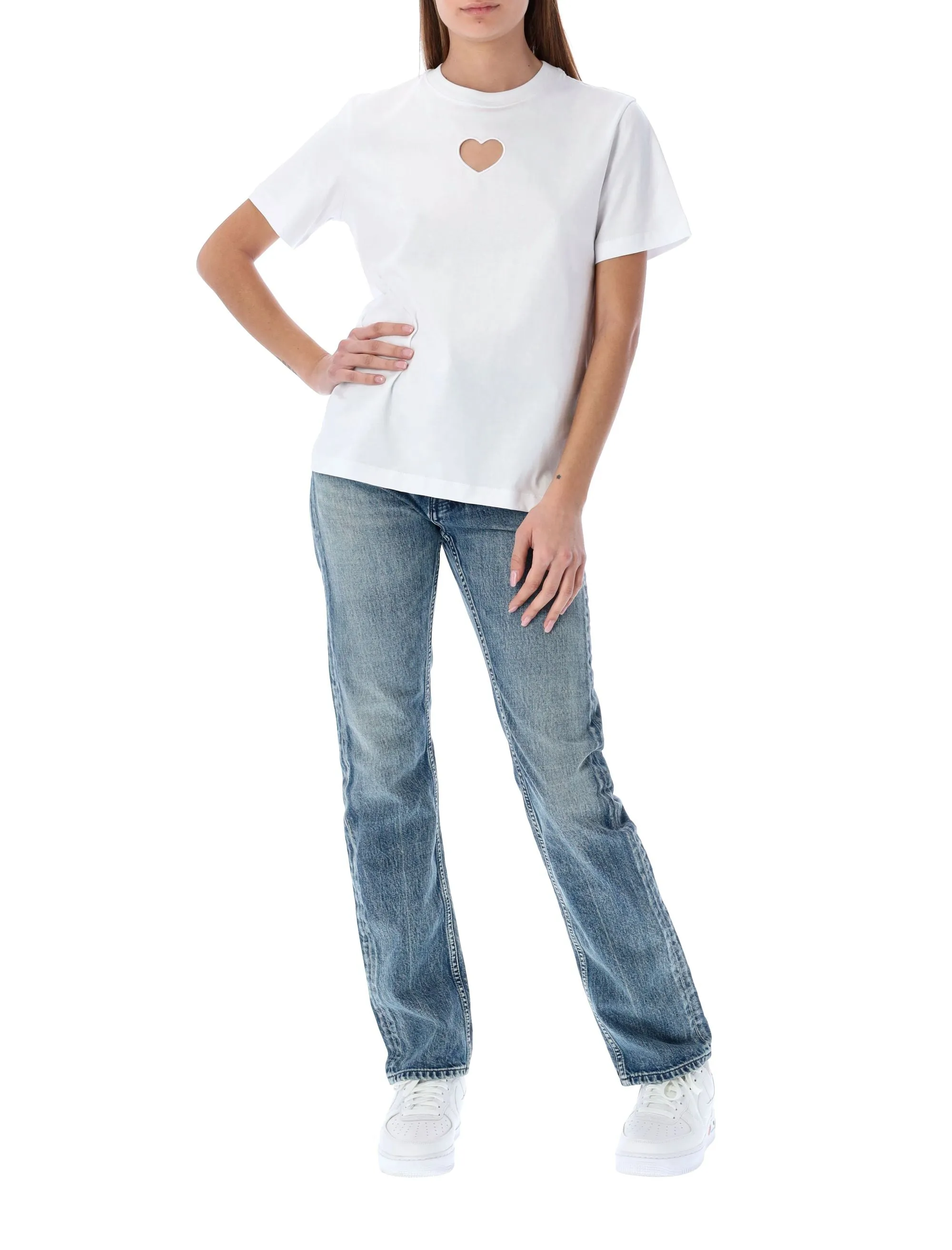 MSGM Heart Cut-Out Crewneck T-Shirt