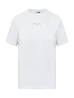 MSGM Heart Cut-Out Crewneck T-Shirt