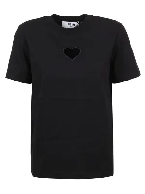 MSGM Heart Cut-Out Crewneck T-Shirt
