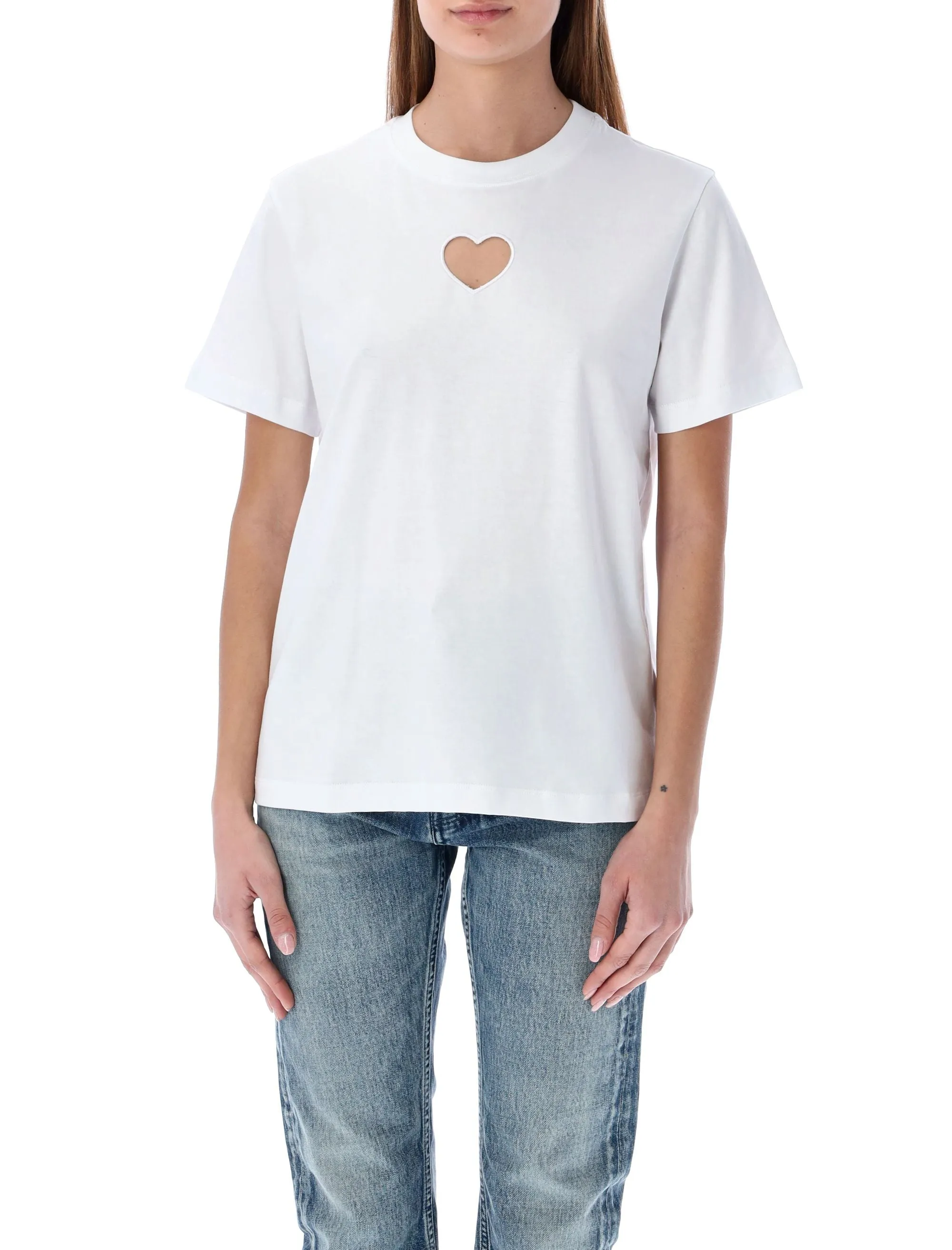MSGM Heart Cut-Out Crewneck T-Shirt
