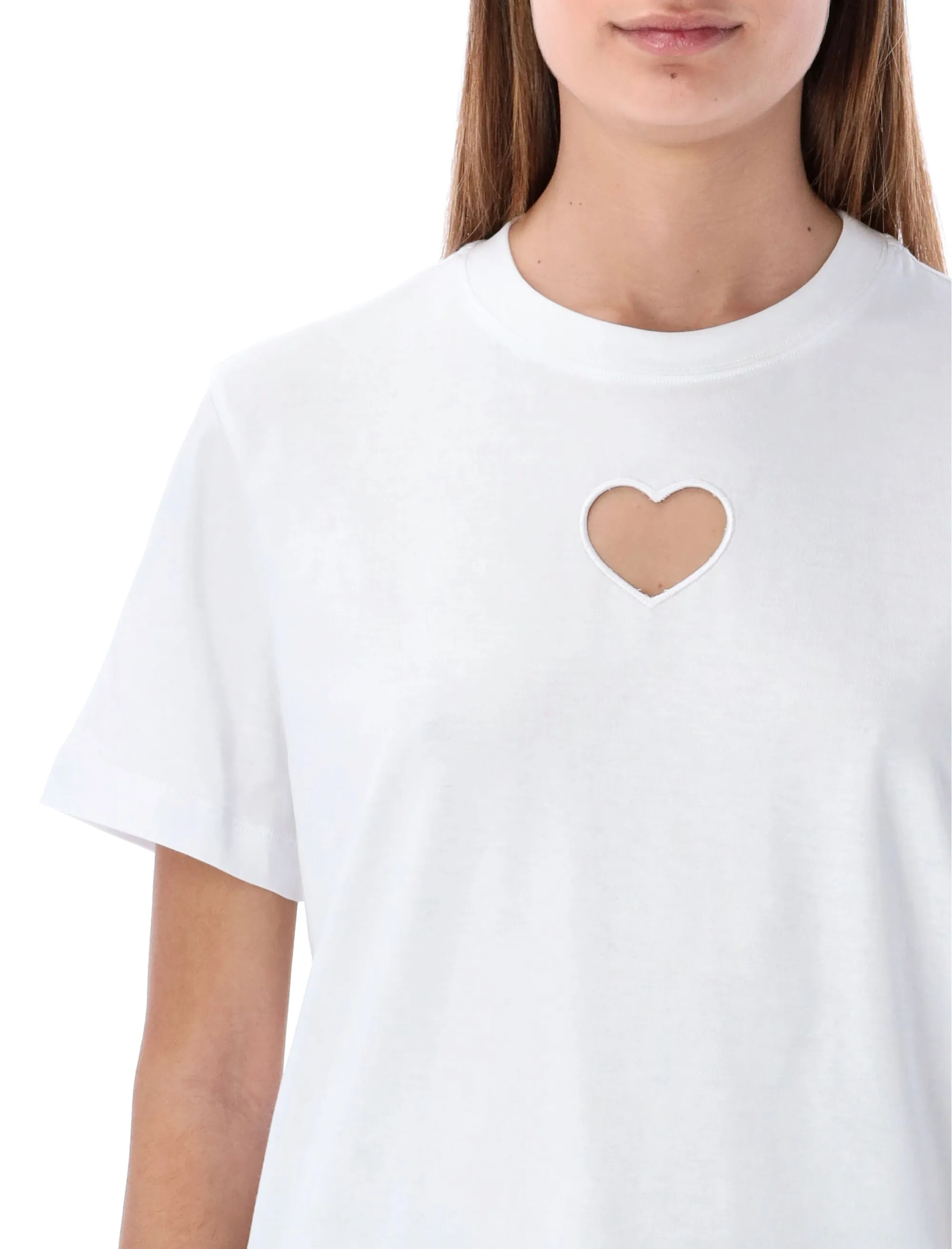 MSGM Heart Cut-Out Crewneck T-Shirt