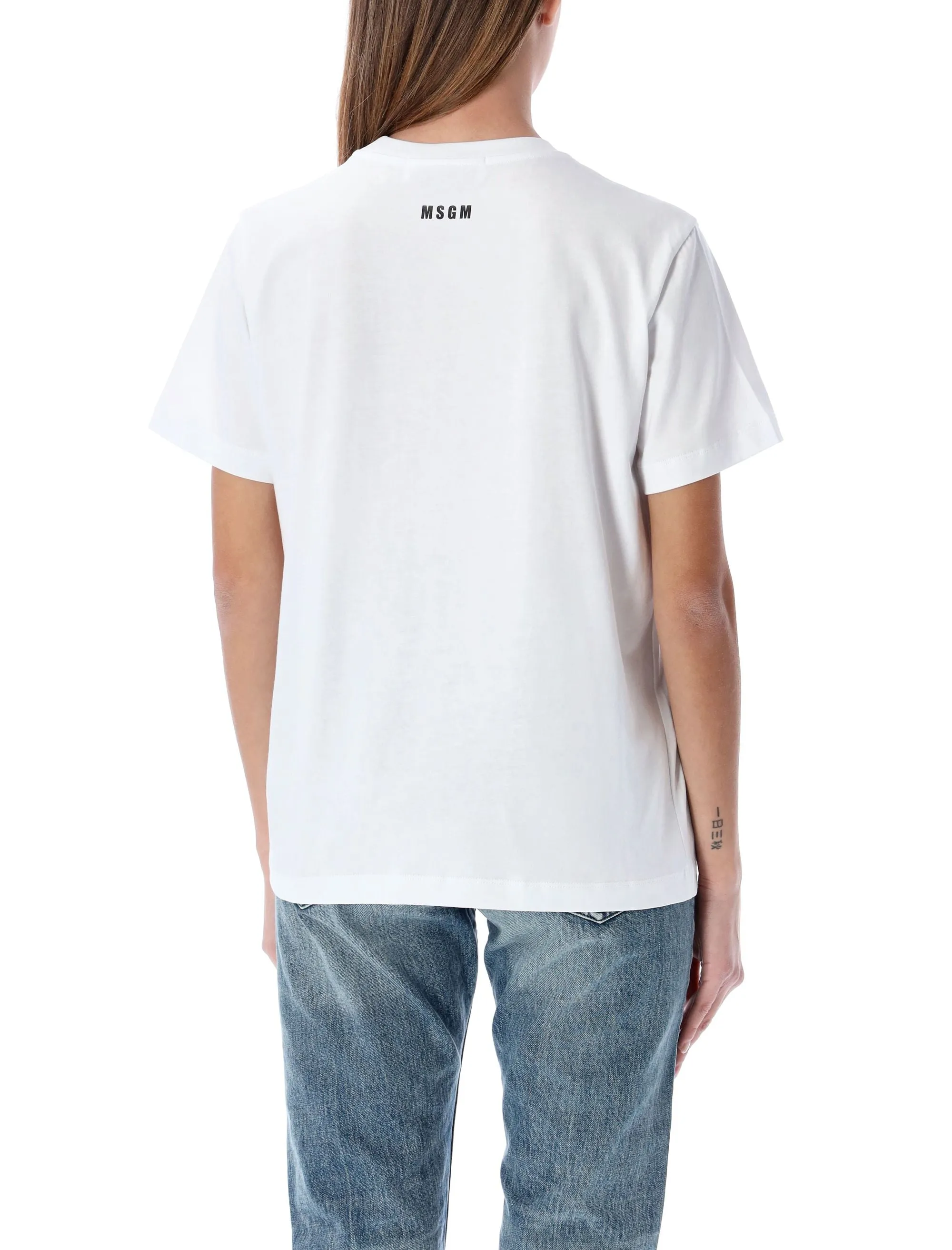 MSGM Heart Cut-Out Crewneck T-Shirt