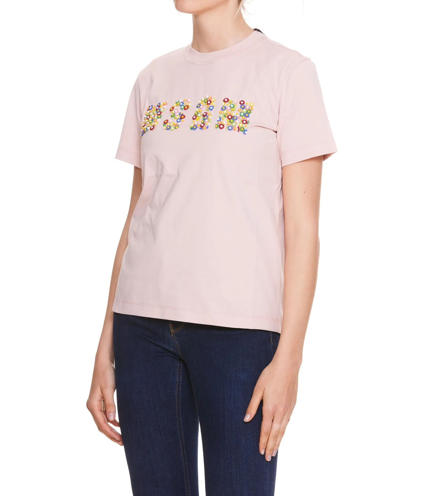 MSGM Logo Embellished Crewneck T-Shirt