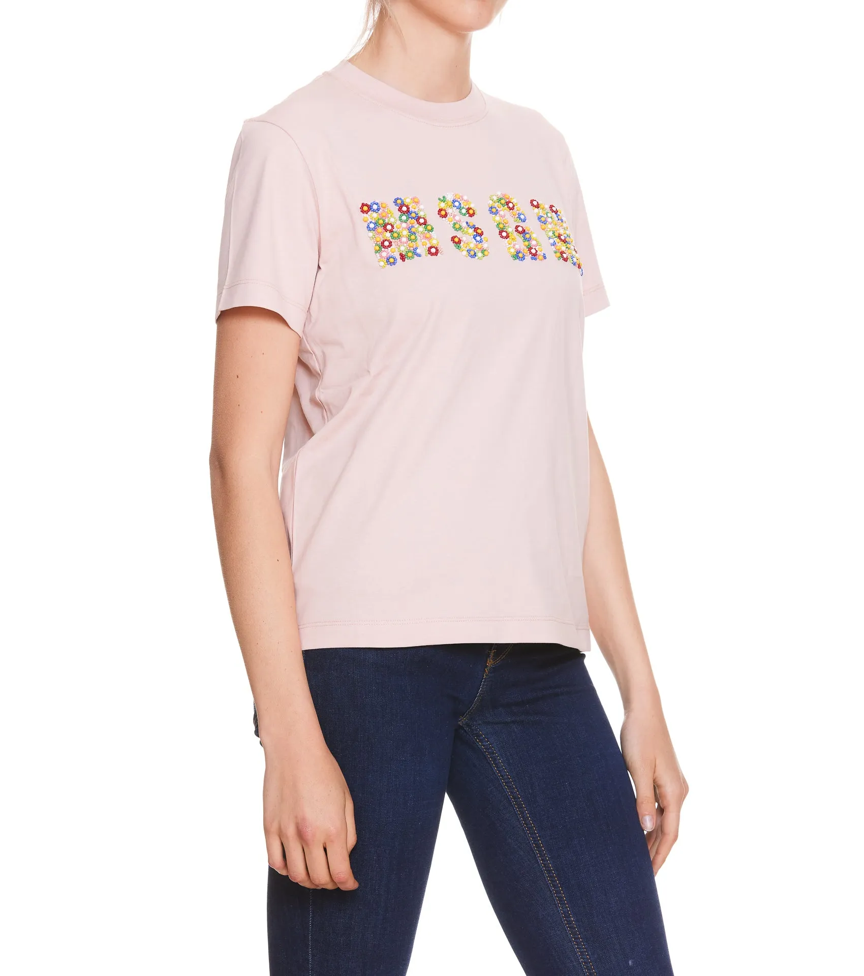 MSGM Logo Embellished Crewneck T-Shirt