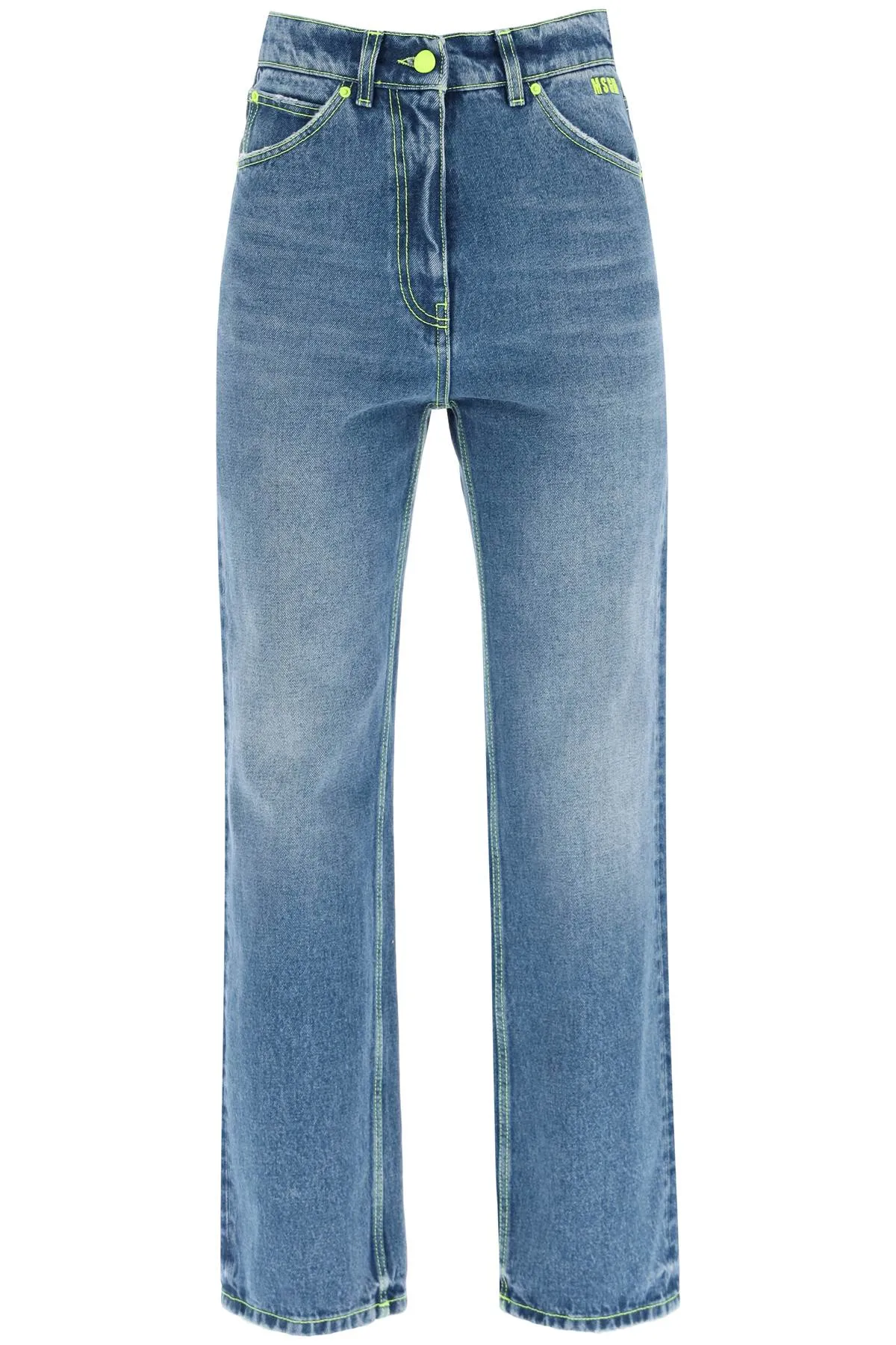 MSGM Logo Embroidered Wide Leg Jeans