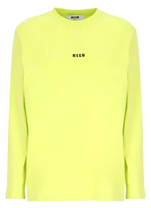 MSGM Logo Printed Crewneck Long Sleeved T-Shirt