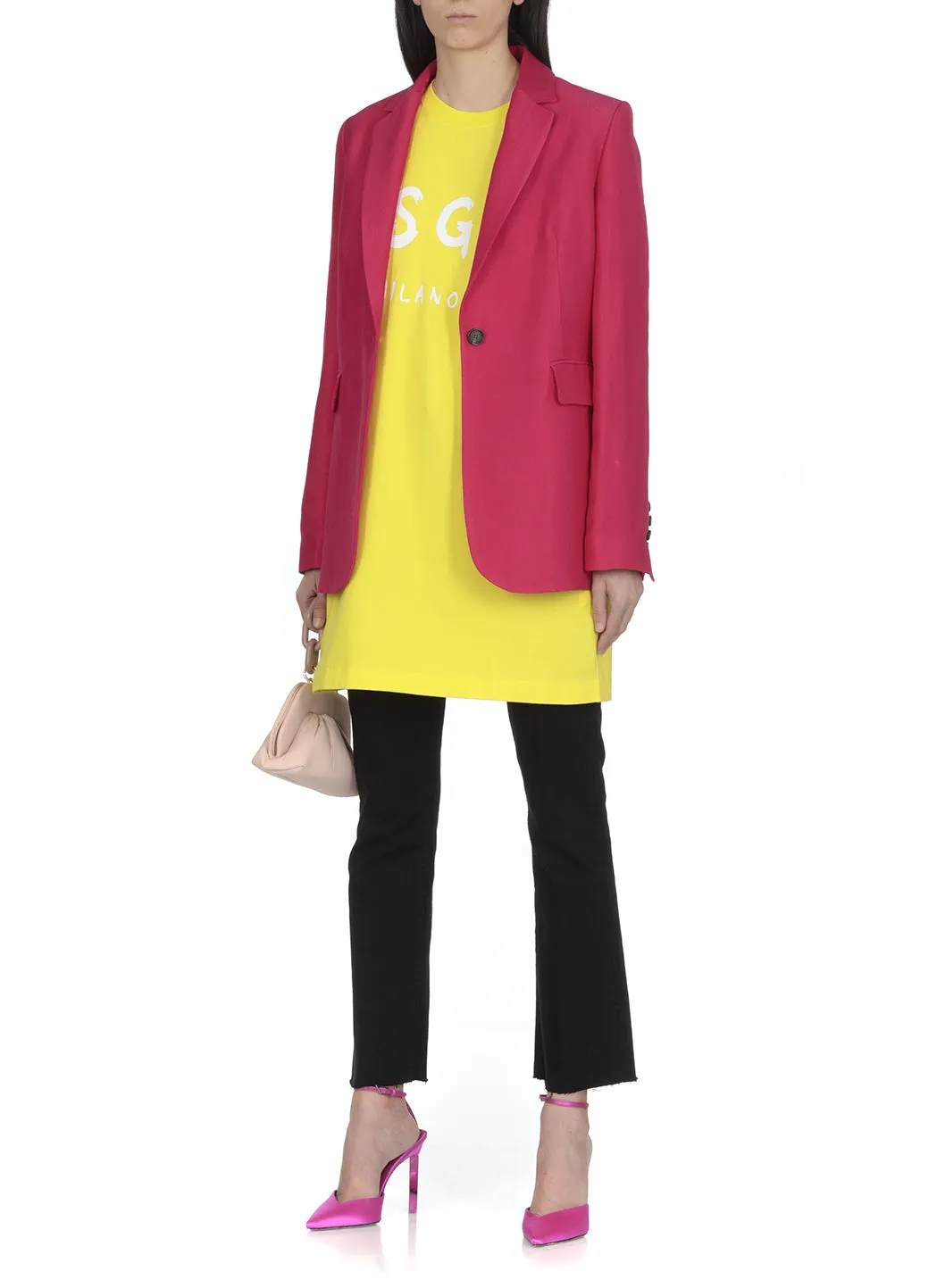MSGM Logo Printed Crewneck T-Shirt Dress