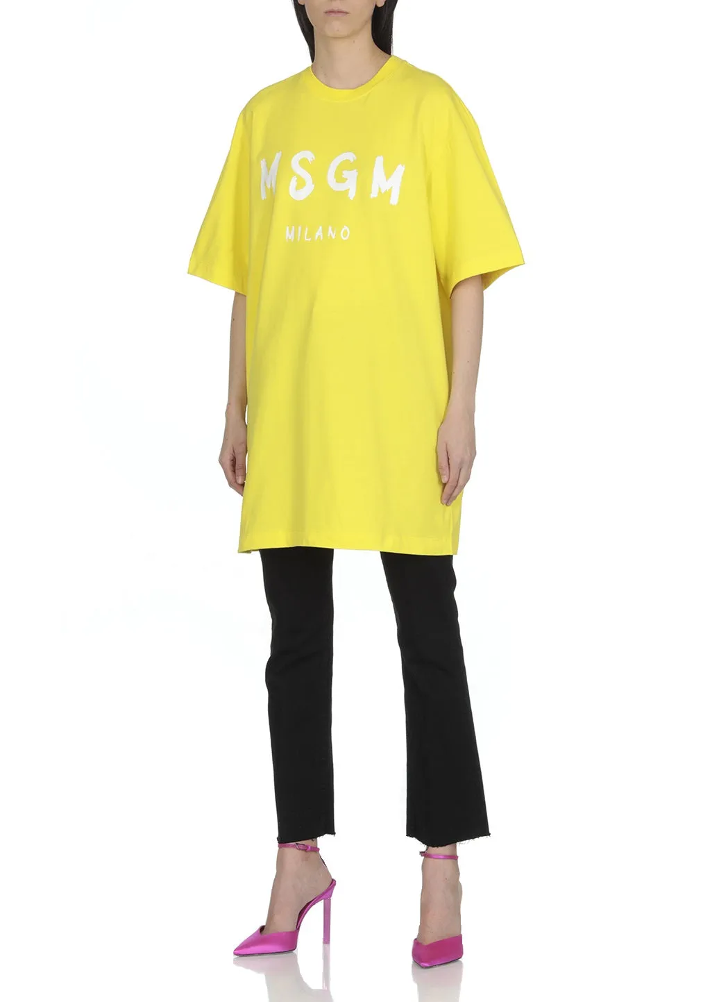 MSGM Logo Printed Crewneck T-Shirt Dress