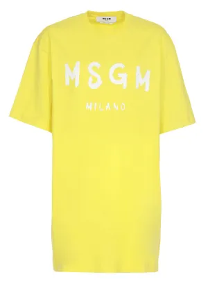 MSGM Logo Printed Crewneck T-Shirt Dress