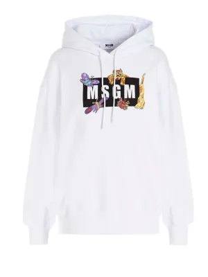 MSGM Logo Printed Drawstring Hoodie