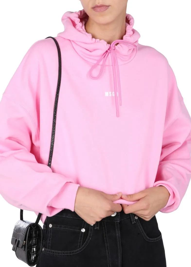 MSGM Logo Printed Drawstring Hoodie