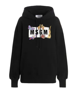 MSGM Logo Printed Drawstring Hoodie