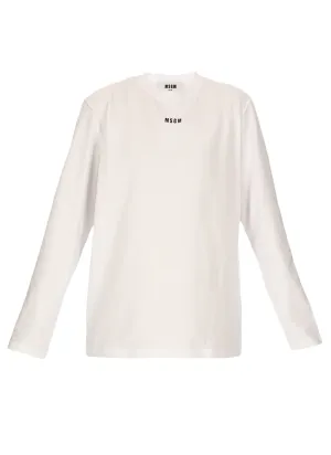 MSGM Logo Printed Long-Sleeved T-Shirt