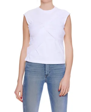 MSGM Logo Printed Ruched Sleeveless Top