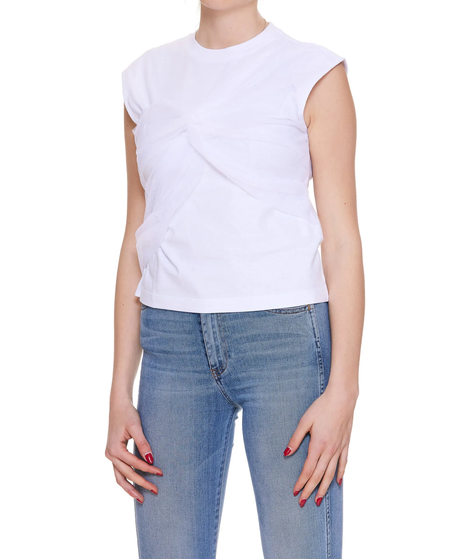 MSGM Logo Printed Ruched Sleeveless Top