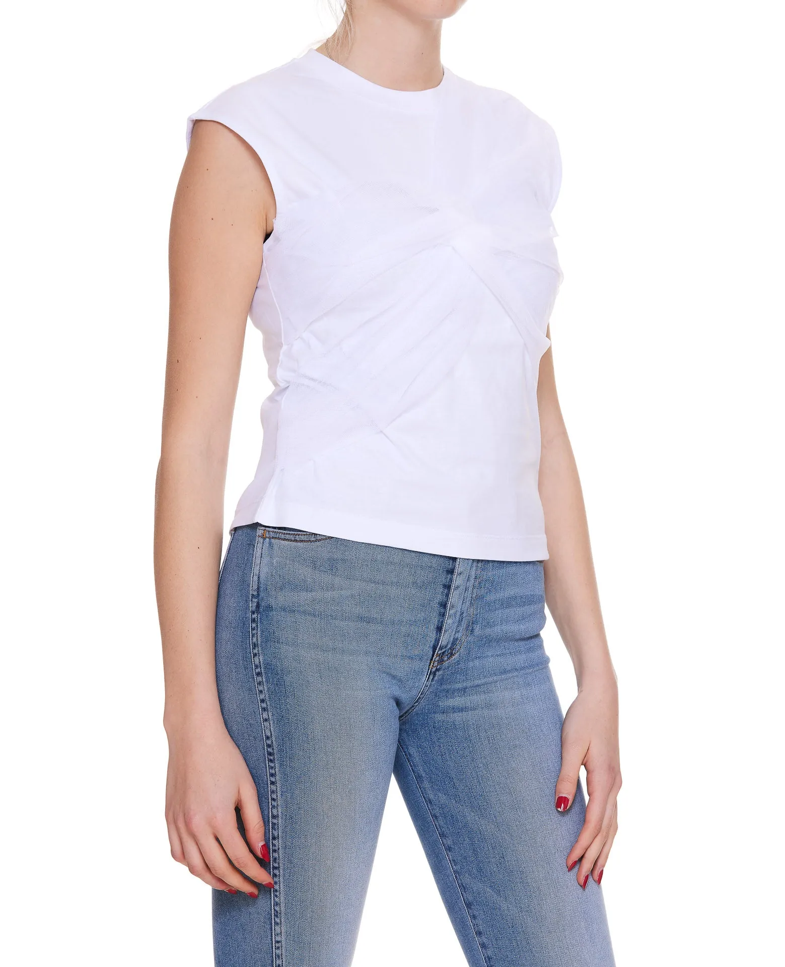 MSGM Logo Printed Ruched Sleeveless Top