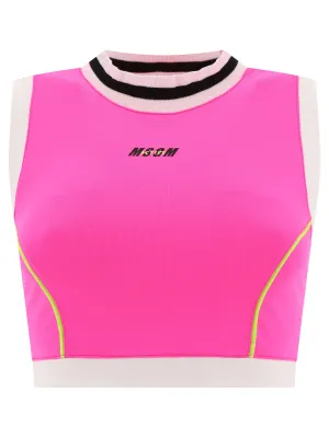 MSGM Logo Printed Sports Bra Top