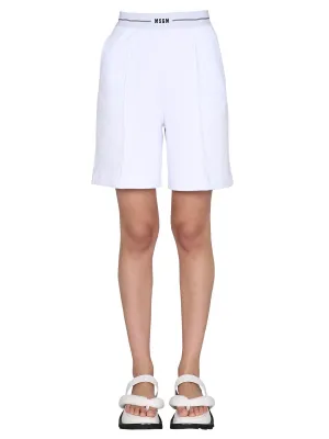MSGM Logo Waistband High Waist Shorts