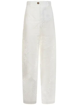 MSGM Perforated Straight-Leg Pants