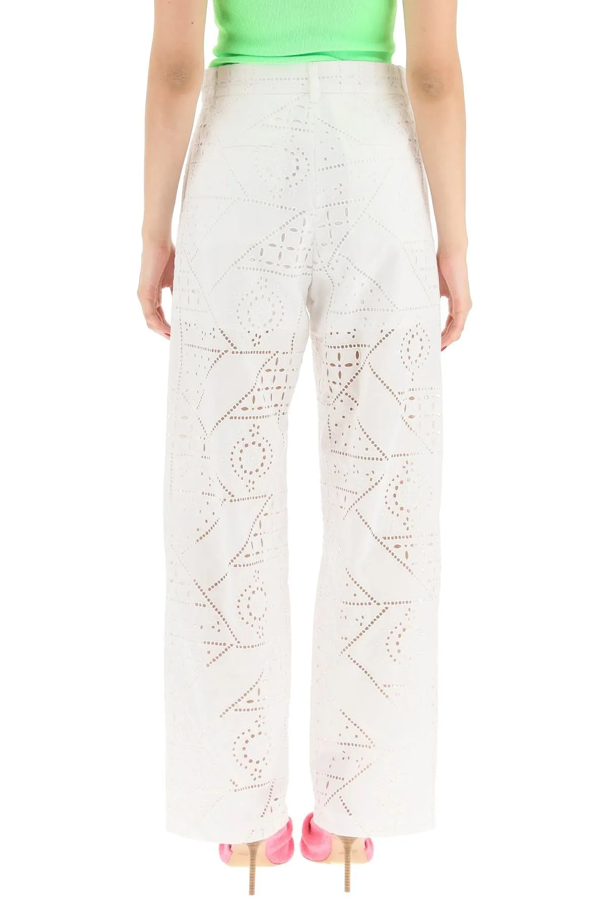 MSGM Perforated Straight-Leg Pants
