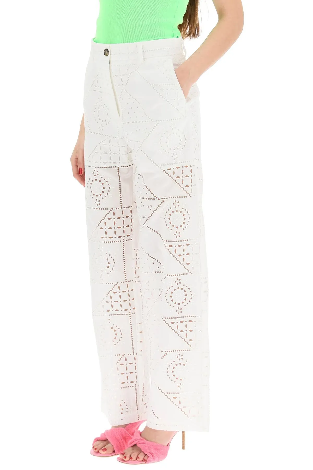MSGM Perforated Straight-Leg Pants
