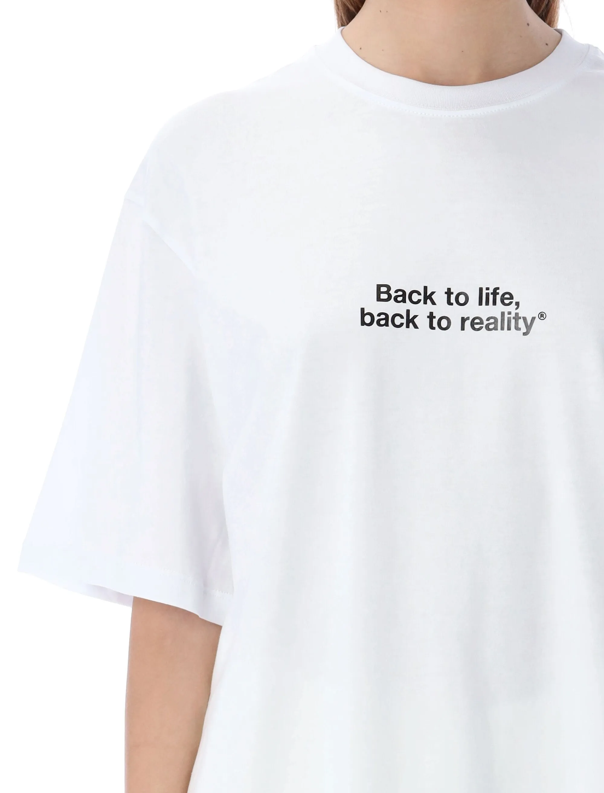 MSGM Slogan Print Crewneck T-Shirt
