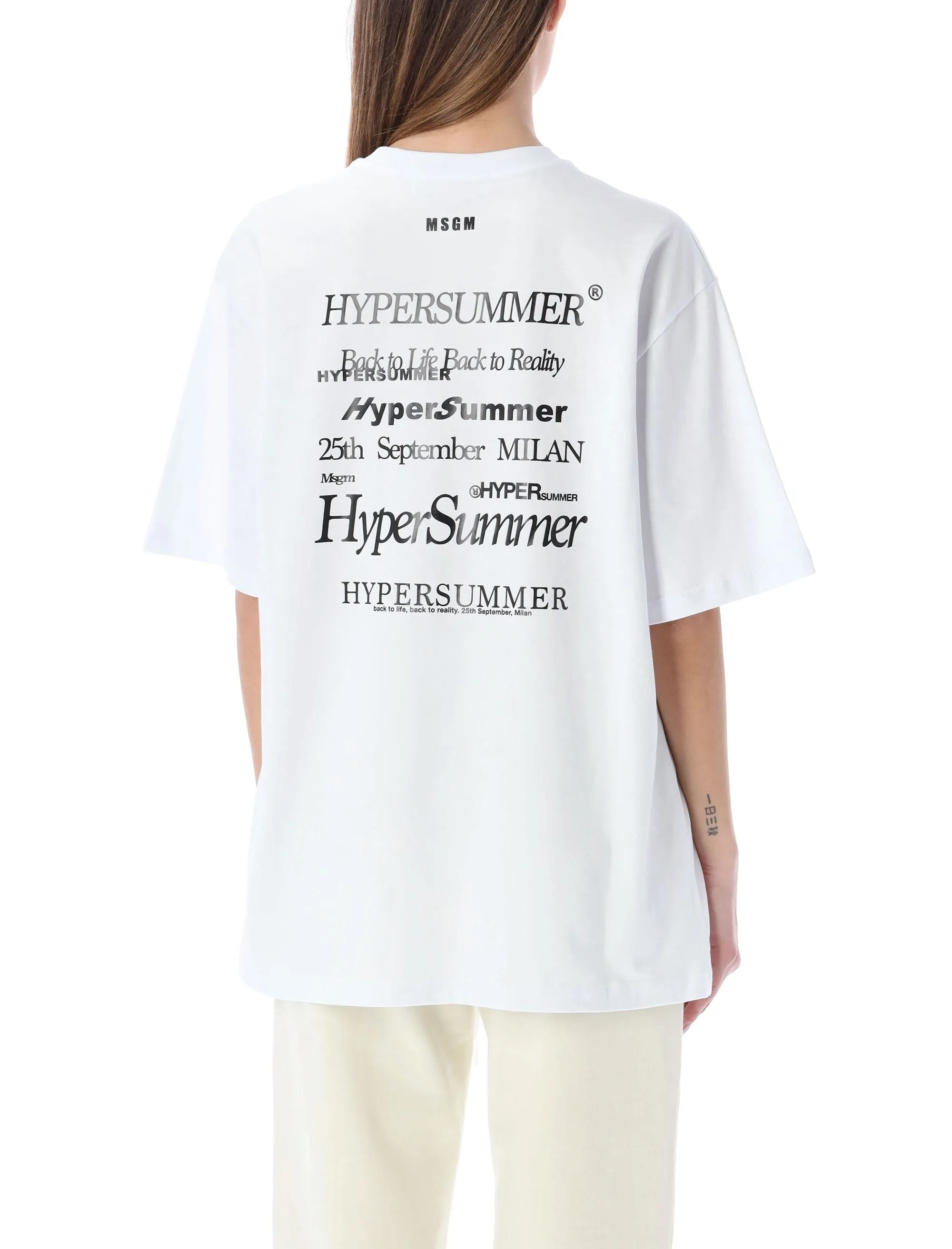 MSGM Slogan Print Crewneck T-Shirt