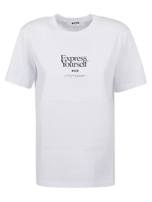MSGM Slogan Printed Crewneck T-Shirt