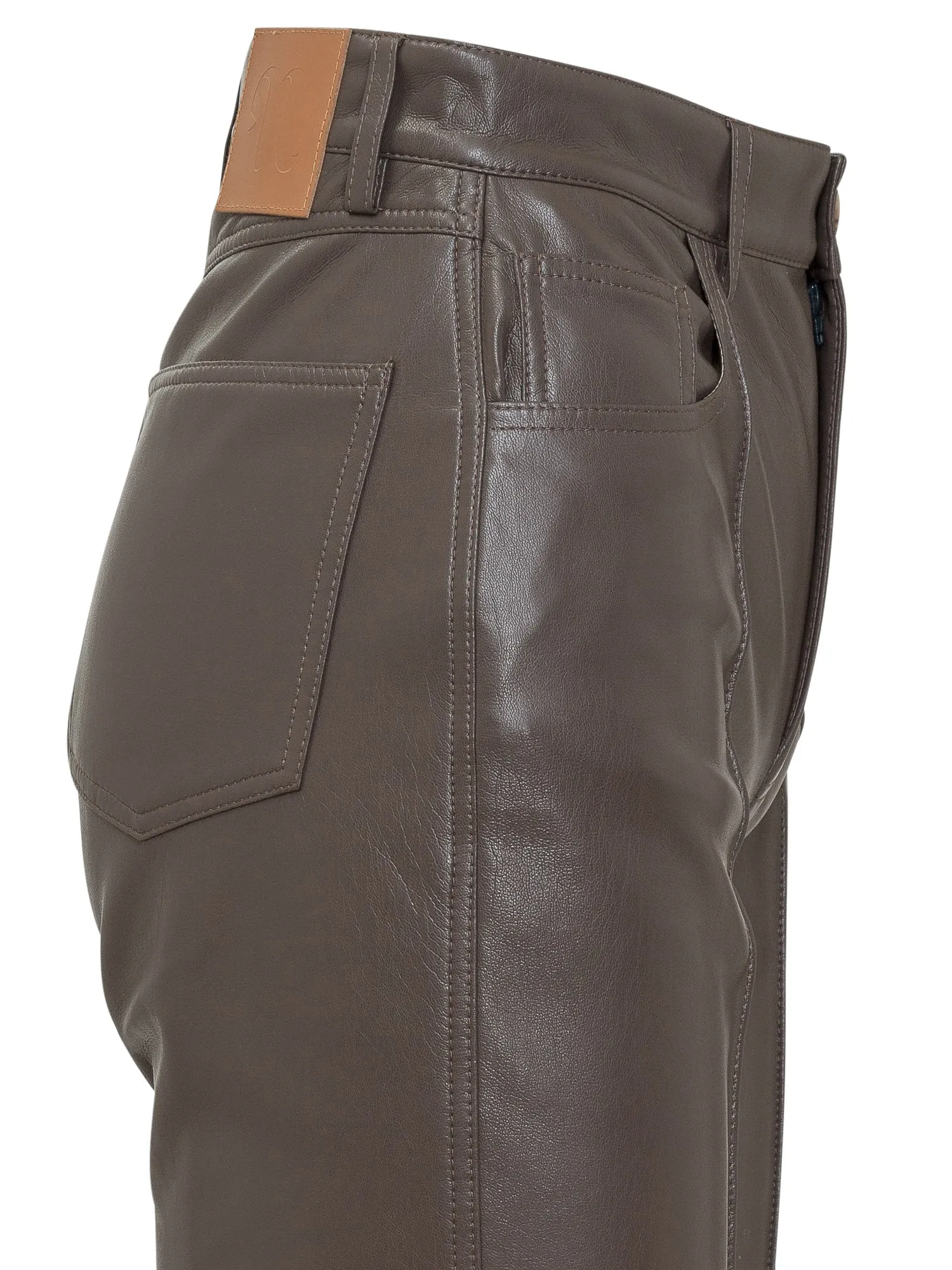 Nanushka High Waist Flared Leather Trousers