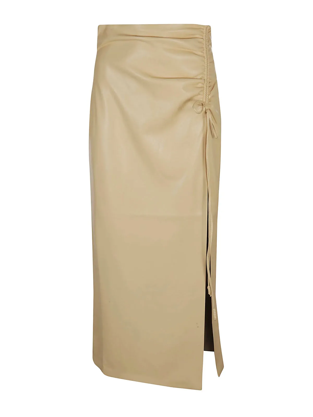 Nanushka Ruched Side Slit Midi Skirt