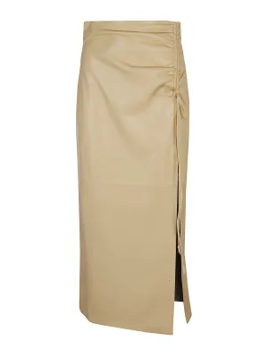 Nanushka Ruched Side Slit Midi Skirt